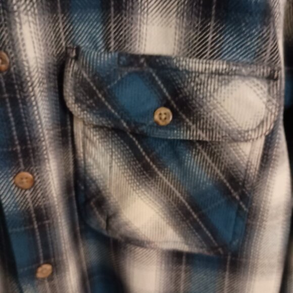 Five Brothers Heavy Weight Blue Black White Plaid Shacket Shirt Men’s Size M - Picture 6 of 16